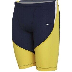 NWT NIKE SWIM Boy’s POLY COLOR SURGE JAMMER SWIMSUIT 24 $54 Yellow Navy Blue